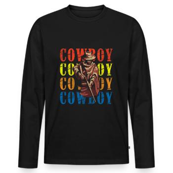 Cowboy Rodéo Dressage Lasso - T-shirt manches longues Premium bio Homme - noir - Devant - Nico (187cm)