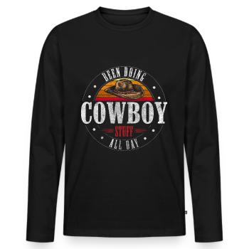 Costume de rodéo de cowboy - T-shirt manches longues Premium bio Homme - noir - Devant - Nico (187cm)