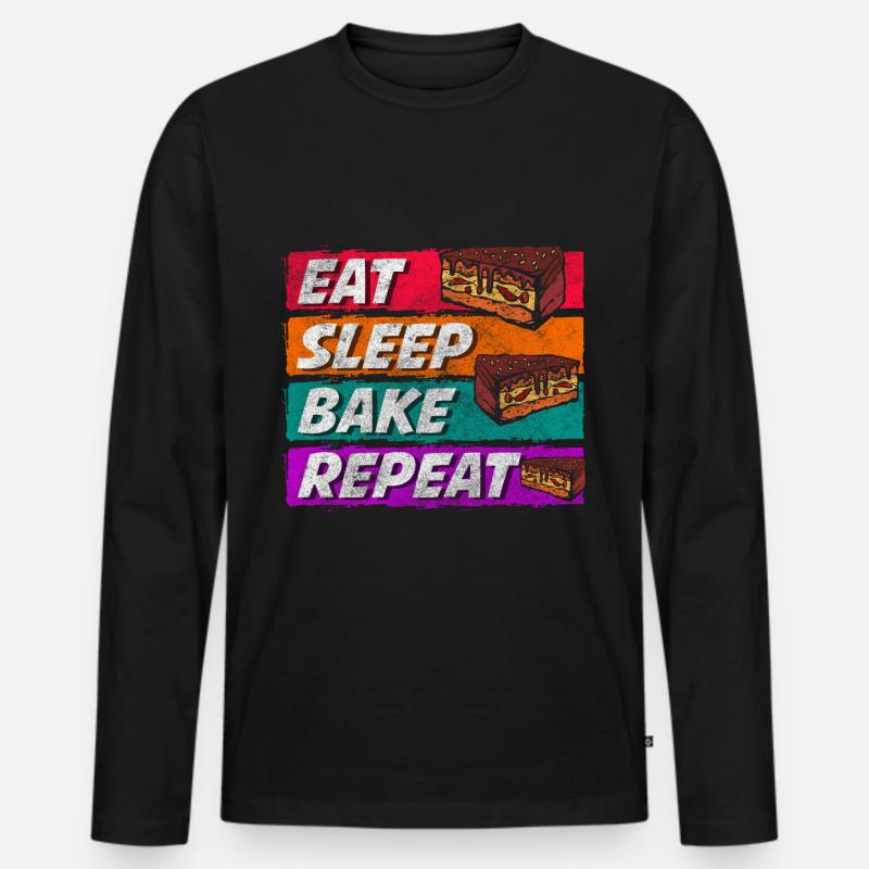 Kuchen Bäcker Süß Dessert - Männer Premium Bio Langarmshirt - Schwarz