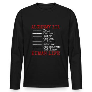 Potions d’alchimie Symbole Sorcellerie - T-shirt manches longues Premium bio Homme - noir - Devant - Nico (187cm)