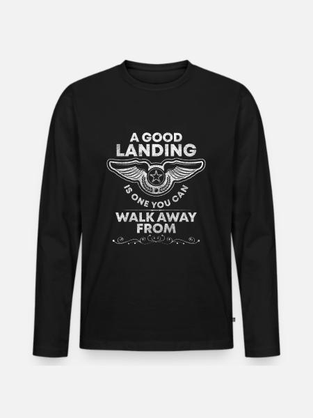 Flugzeug Beruf Luftfahrt Flugplatz - Männer Premium Bio Langarmshirt - Schwarz