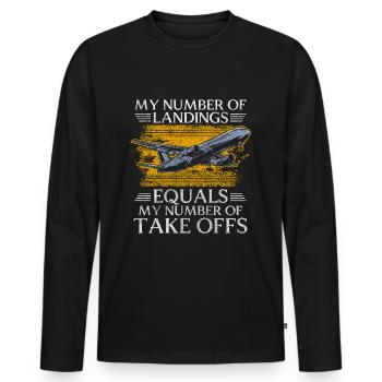 Pilot Airfield Modellbau Glider - Men's Premium Organic Long Sleeve Shirt - black - Front - Nico (187cm)