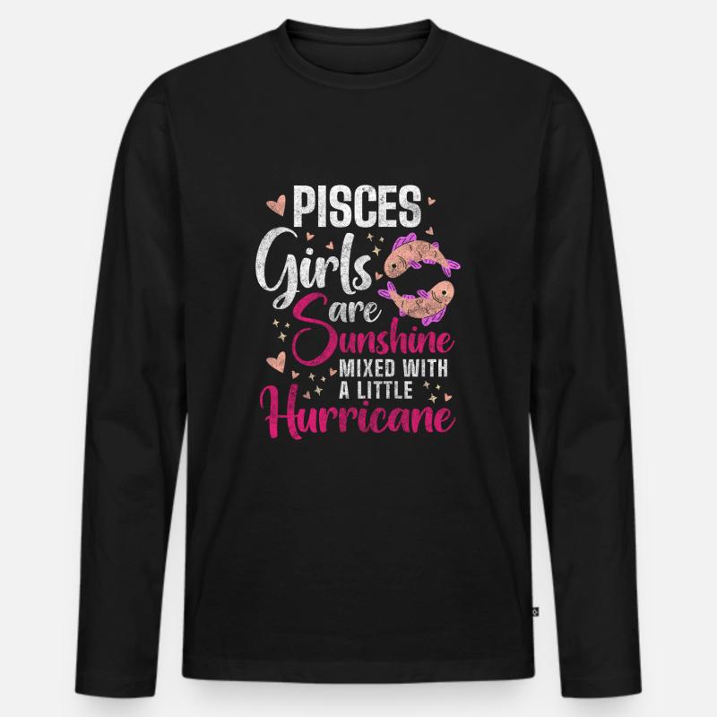 Fische Februar Aberglaube - Männer Premium Bio Langarmshirt - Schwarz