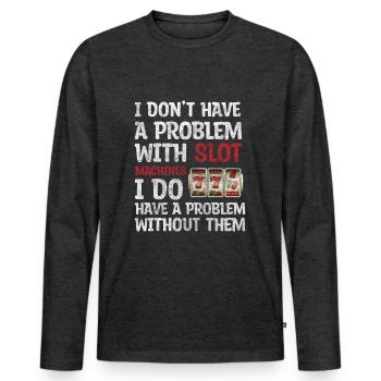 Casino Happiness Gambling Addiction - T-shirt manches longues Premium bio Homme - anthracite chiné - Devant - Nico (187cm)