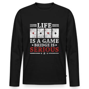 Kartenspiel Kartenspieler Blackjack Herz - Männer Premium Bio Langarmshirt - Schwarz - Vorne - Nico (187cm)
