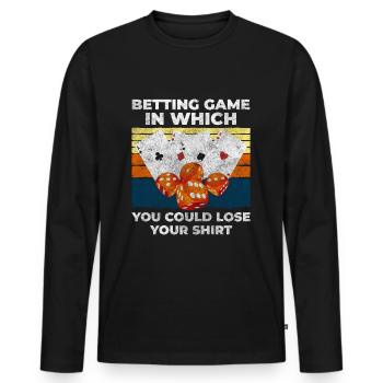 Kartenspiel Glücksspiel Blackjack Herz - Männer Premium Bio Langarmshirt - Schwarz - Vorne - Nico (187cm)