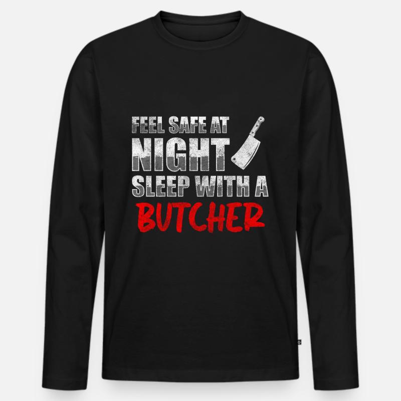 Metzger Fleischerei Beruf - Männer Premium Bio Langarmshirt - Schwarz