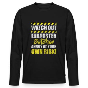 Schlachter Beruf - Männer Premium Bio Langarmshirt - Schwarz - Vorne - Nico (187cm)