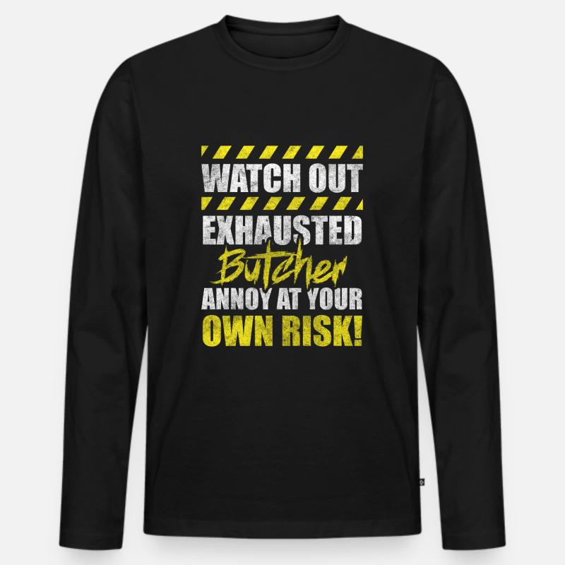 Schlachter Beruf - Männer Premium Bio Langarmshirt - Schwarz