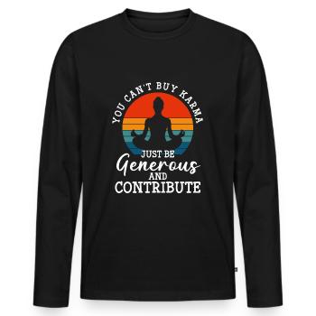 Karma Positive Ego - Men's Premium Organic Long Sleeve Shirt - black - Front - Nico (187cm)