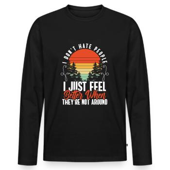 Hate Man Misanthropy - T-shirt manches longues Premium bio Homme - noir - Devant - Nico (187cm)