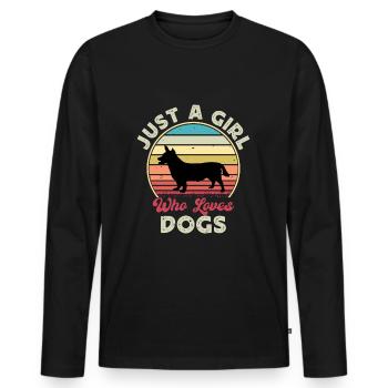 Lancashire Heeler Dog Love Silhouette Retro Sunset - T-shirt manches longues Premium bio Homme - noir - Devant - Nico (187cm)