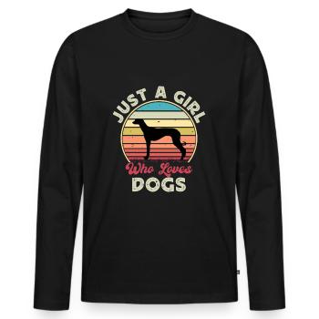 Old Croatian Sighthound Dog Silhouette Retro Sun - Men's Premium Organic Long Sleeve Shirt - black - Front - Nico (187cm)