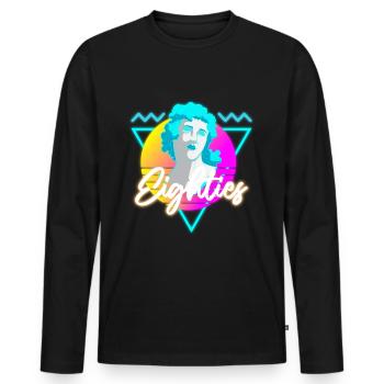 80er Musik Nostalgie Leuchtreklame - Männer Premium Bio Langarmshirt - Schwarz - Vorne - Nico (187cm)