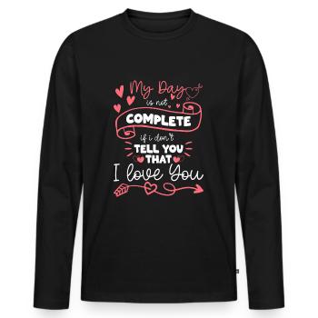 Valentinstag - Männer Premium Bio Langarmshirt - Schwarz - Vorne - Nico (187cm)