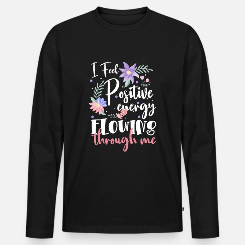 Positiv Optimistisch Eigenliebe - Männer Premium Bio Langarmshirt - Schwarz