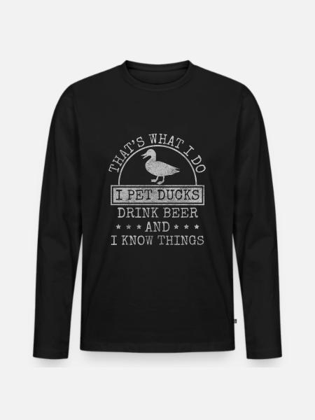 Duck Bird Animals Waterfowl - Men's Premium Organic Long Sleeve Shirt - black