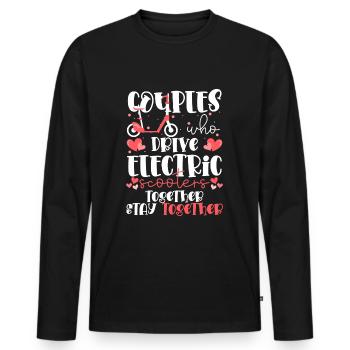 Rollerfahrer Strom Batterie - Männer Premium Bio Langarmshirt - Schwarz - Vorne - Nico (187cm)