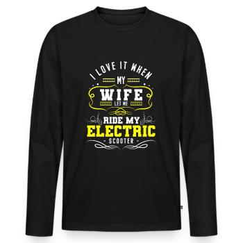 E-Scooter Stromer Scooter Sport Hybrid - Men's Premium Organic Long Sleeve Shirt - black - Front - Nico (187cm)
