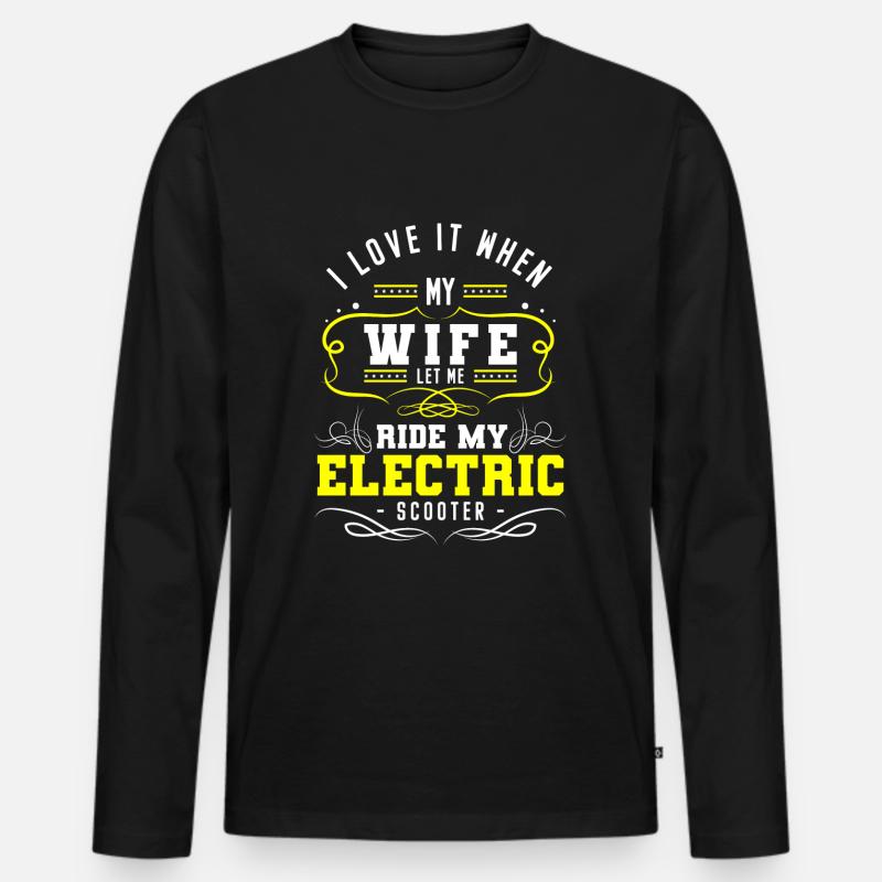 E-Scooter Stromer Roller Sport Hybrid - Männer Premium Bio Langarmshirt - Schwarz