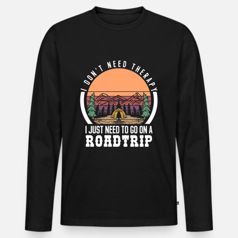 Roadtrip Camping - Männer Premium Bio Langarmshirt - Schwarz