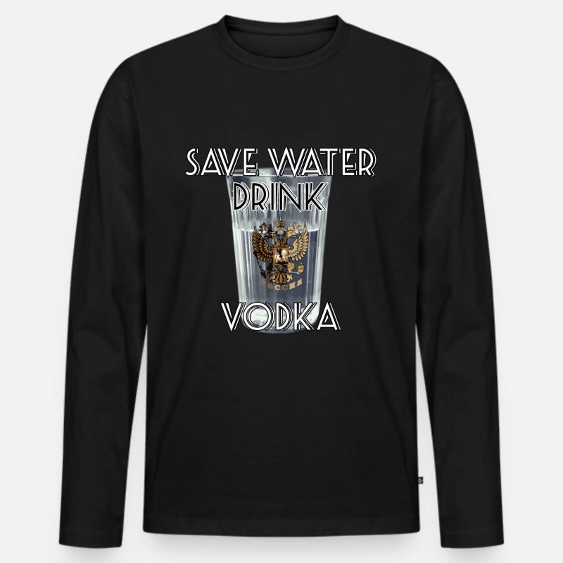 Save Water Drink Vodka Geschenk - Männer Premium Bio Langarmshirt - Schwarz