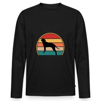 Braque Saint Germain Dog Silhouette Retro Coucher de soleil - T-shirt manches longues Premium bio Homme - noir - Devant - Nico (187cm)