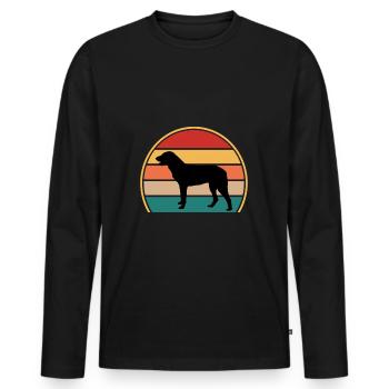 Cao De Castro Laboreiro Hund Silhouette Retro Sonne - Männer Premium Bio Langarmshirt - Schwarz - Vorne - Nico (187cm)