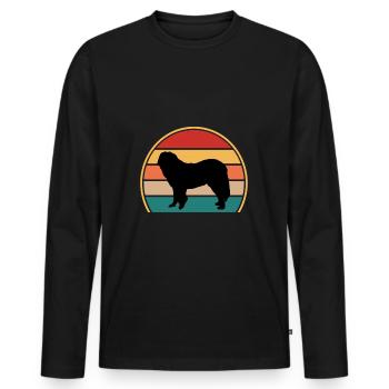 Chien de berger du Caucase Silhouette Rétro Coucher de soleil - T-shirt manches longues Premium bio Homme - noir - Devant - Nico (187cm)