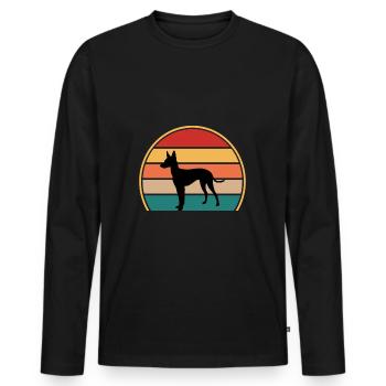 Cirneco Dell Etna Dog Love Silhouette Retro Sonnenuntergang - Männer Premium Bio Langarmshirt - Schwarz - Vorne - Nico (187cm)