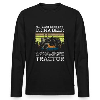 Tracteur Field Stable - T-shirt manches longues Premium bio Homme - noir - Devant - Nico (187cm)