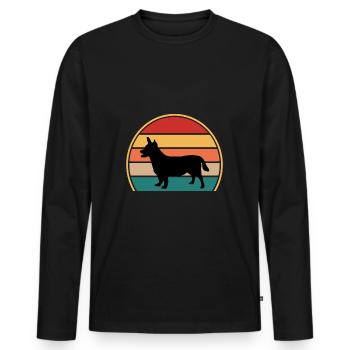 Lancashire Heeler Dog Love Silhouette Retro Sunset - T-shirt manches longues Premium bio Homme - noir - Devant - Nico (187cm)