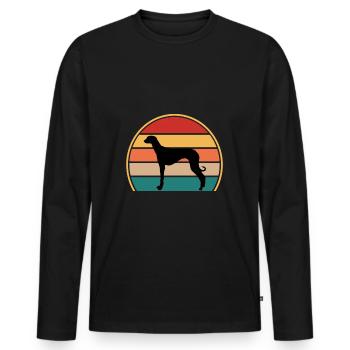 Alte kroatische Windhundhund-Silhouette Retro-Sonne - Männer Premium Bio Langarmshirt - Schwarz - Vorne - Nico (187cm)