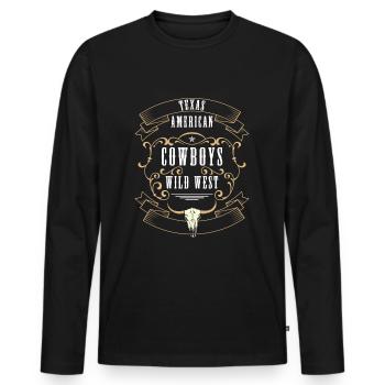 Cowboy Desert Horse Texas - T-shirt manches longues Premium bio Homme - noir - Devant - Nico (187cm)