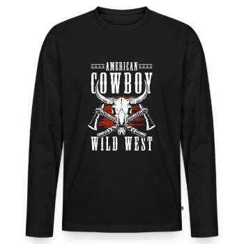 Cowboy Bandit USA - Men's Premium Organic Long Sleeve Shirt - black - Front - Nico (187cm)