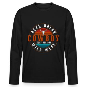 West West Lone Rider Texas - Men's Premium Organic Long Sleeve Shirt - black - Front - Nico (187cm)