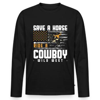 Western Bandit Wilderness Western Horse - Men's Premium Organic Long Sleeve Shirt - black - Front - Nico (187cm)