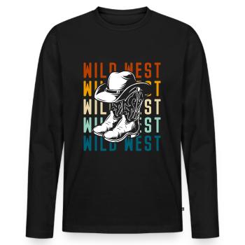 Western Wild Wilderness Rodeo - Men's Premium Organic Long Sleeve Shirt - black - Front - Nico (187cm)