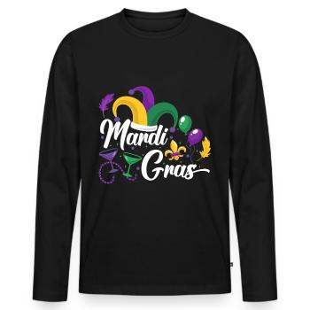 Mardi Gras New Orleans Mardi - Men's Premium Organic Long Sleeve Shirt - black - Front - Nico (187cm)