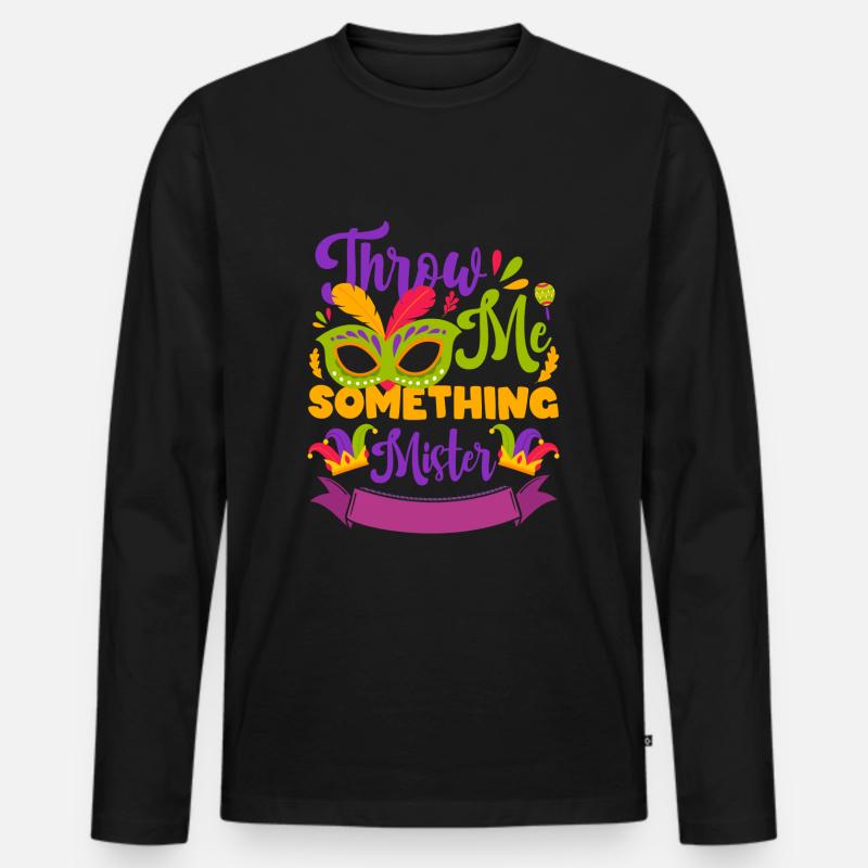 Karneval Feiern Bunt - Männer Premium Bio Langarmshirt - Schwarz