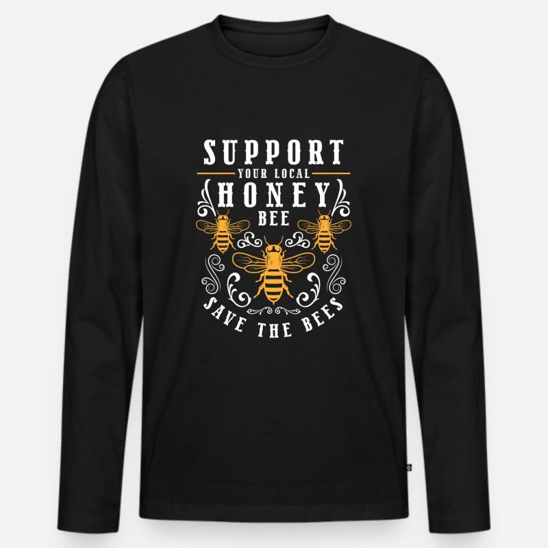 Honig Bienen Süß - Männer Premium Bio Langarmshirt - Schwarz