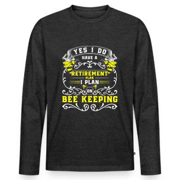 bee, flower, beekeeping, species protection - Men's Premium Organic Long Sleeve Shirt - heather anthracite - Front - Nico (187cm)