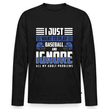 Baseball Bat, Sportsman, Ball - Men's Premium Organic Long Sleeve Shirt - black - Front - Nico (187cm)