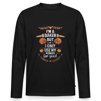 Backen Gebäck Teig - Männer Premium Bio Langarmshirt - Schwarz - Vorne - Nico (187cm)