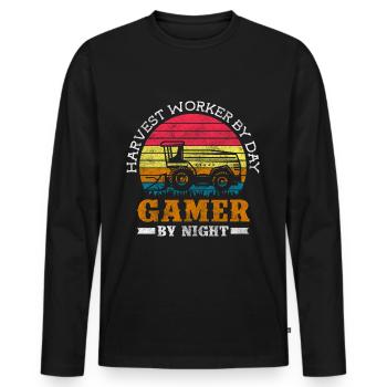 Ernte Bauernhof Arbeit Feld - Männer Premium Bio Langarmshirt - Schwarz - Vorne - Nico (187cm)