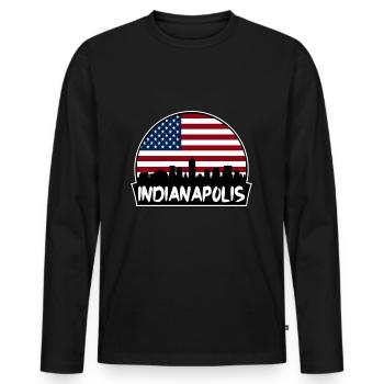 Indianapolis Indiana USA Flagge Skyline Silhouette T - Männer Premium Bio Langarmshirt - Schwarz - Vorne - Nico (187cm)