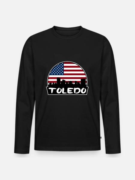 Toledo Ohio USA Flagge Skyline Silhouette Reisen - Männer Premium Bio Langarmshirt - Schwarz