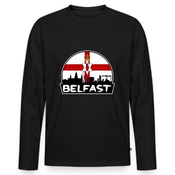 Belfast Irlande du Nord Flag Skyline Silhouette T - T-shirt manches longues Premium bio Homme - noir - Devant - Nico (187cm)