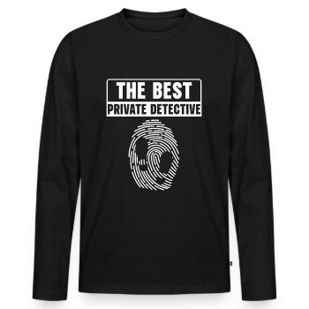 Privatdetektiv Hinweis Inspektor Schnüffler - Männer Premium Bio Langarmshirt - Schwarz - Vorne - Nico (187cm)