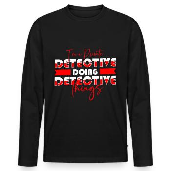 Privatdetektiv Hinweis Spur Geheimnis - Männer Premium Bio Langarmshirt - Schwarz - Vorne - Nico (187cm)